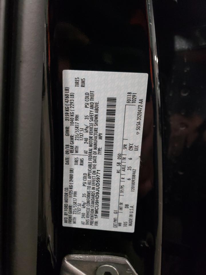 Photo 10 from auction – 2018 FORD ESCAPE SEL with VIN 1FMCU9HD9JUD59771