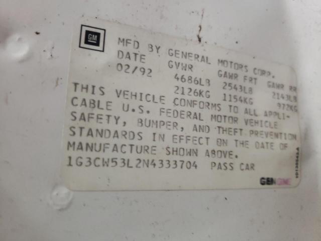 Photo 10 from auction – 1992 OLDSMOBILE 98 REGENCY with VIN 1G3CW53L2N4333704