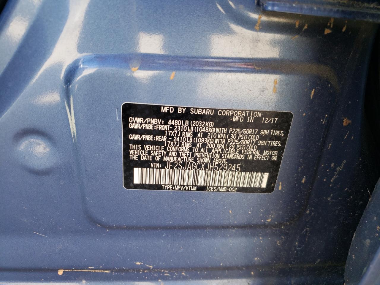Photo 10 from auction – 2018 SUBARU FORESTER 2 with VIN JF2SJAGCXJH529245