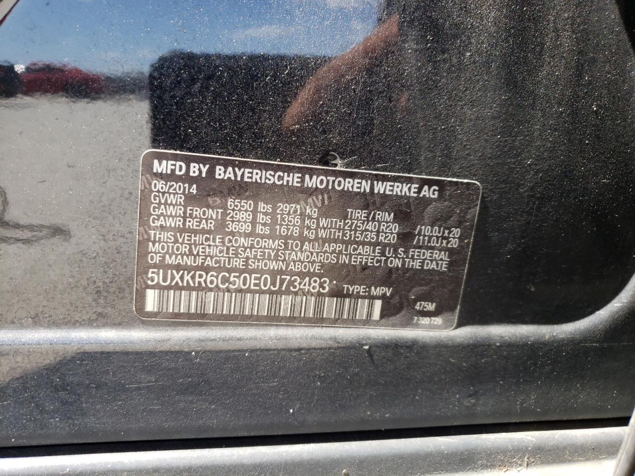 Photo 10 from auction – 2014 BMW X5 XDRIVE5 with VIN 5UXKR6C50E0J73483