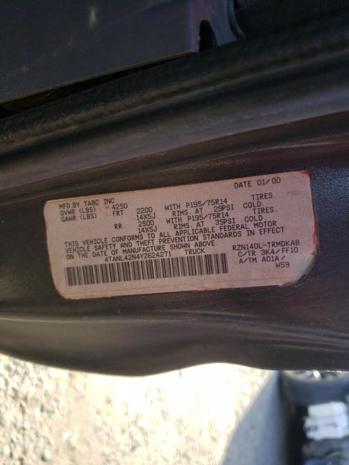 Photo 10 from auction – 2000 TOYOTA TACOMA with VIN 4TANL42N4YZ624271