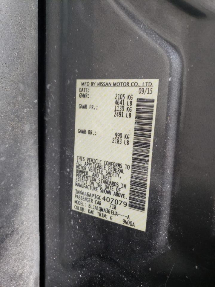 Photo 10 from auction – 2016 NISSAN MAXIMA 3.5 with VIN 1N4AA6AP3GC407079