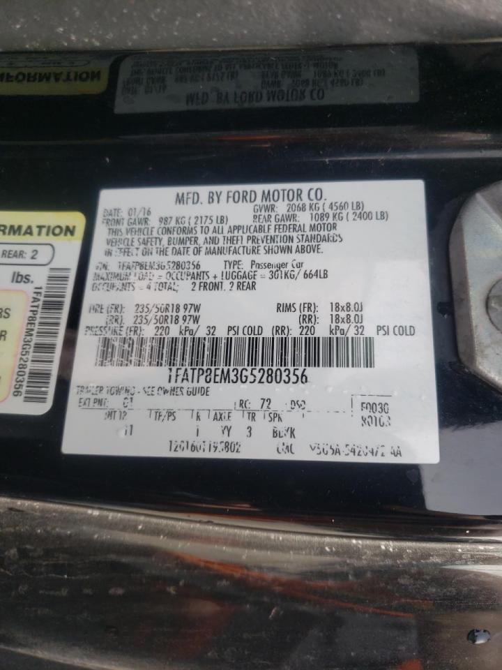 Photo 10 from auction – 2016 FORD MUSTANG with VIN 1FATP8EM3G5280356