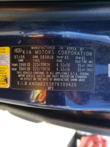 Photo 10 from auction – 2007 KIA SEDONA EX with VIN KNDMB233876109620