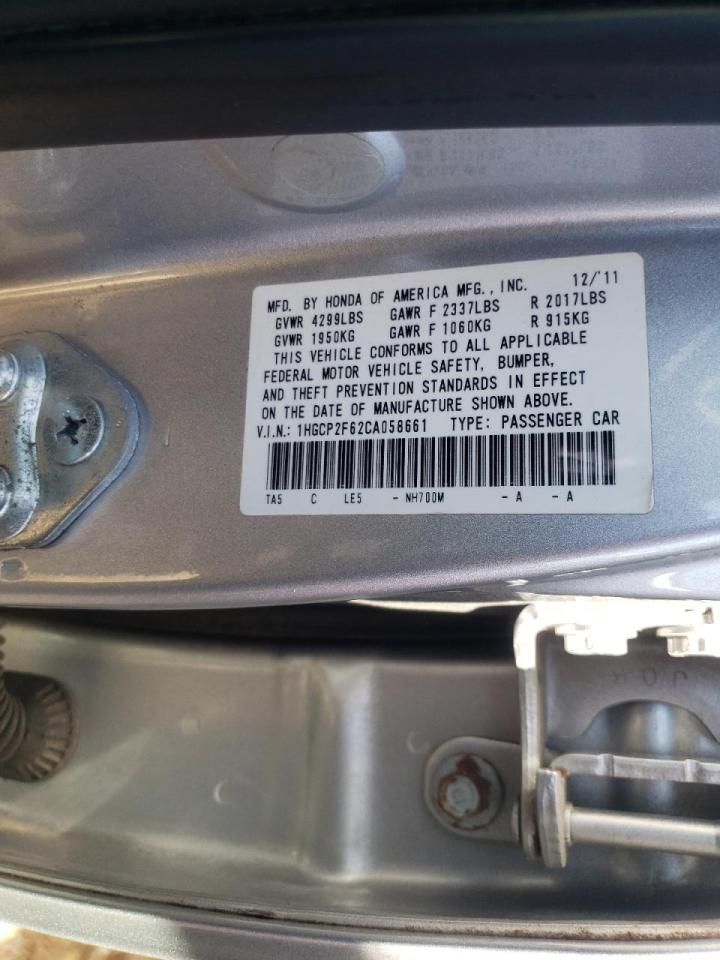 Photo 10 from auction – 2012 HONDA ACCORD SE with VIN 1HGCP2F62CA058661