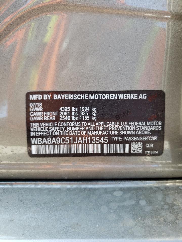 Photo 10 from auction – 2018 BMW 320 I with VIN WBA8A9C51JAH13545