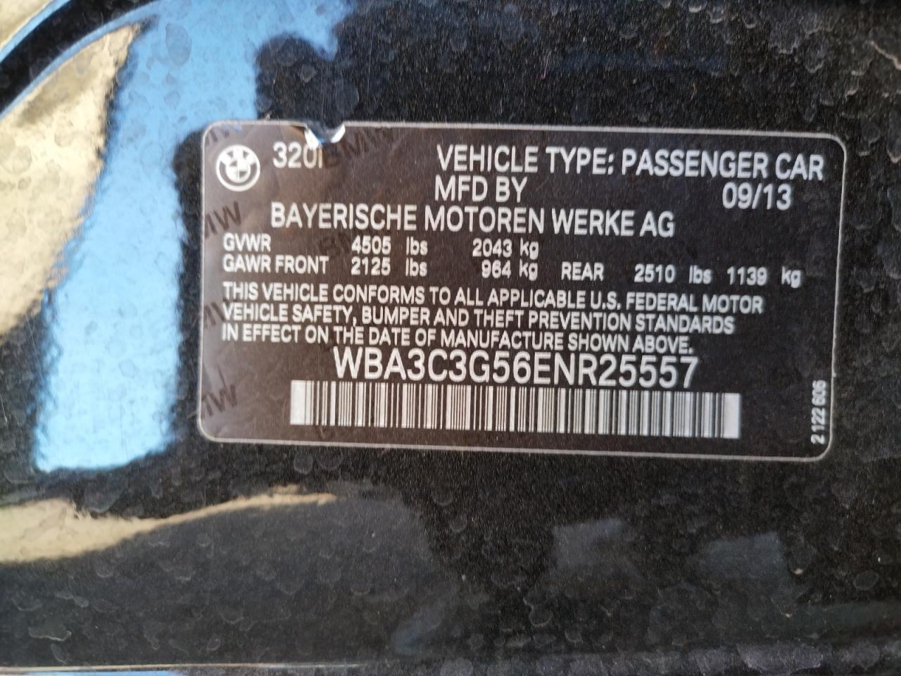 Photo 10 from auction – 2014 BMW 320 I XDRI with VIN WBA3C3G56ENR25557