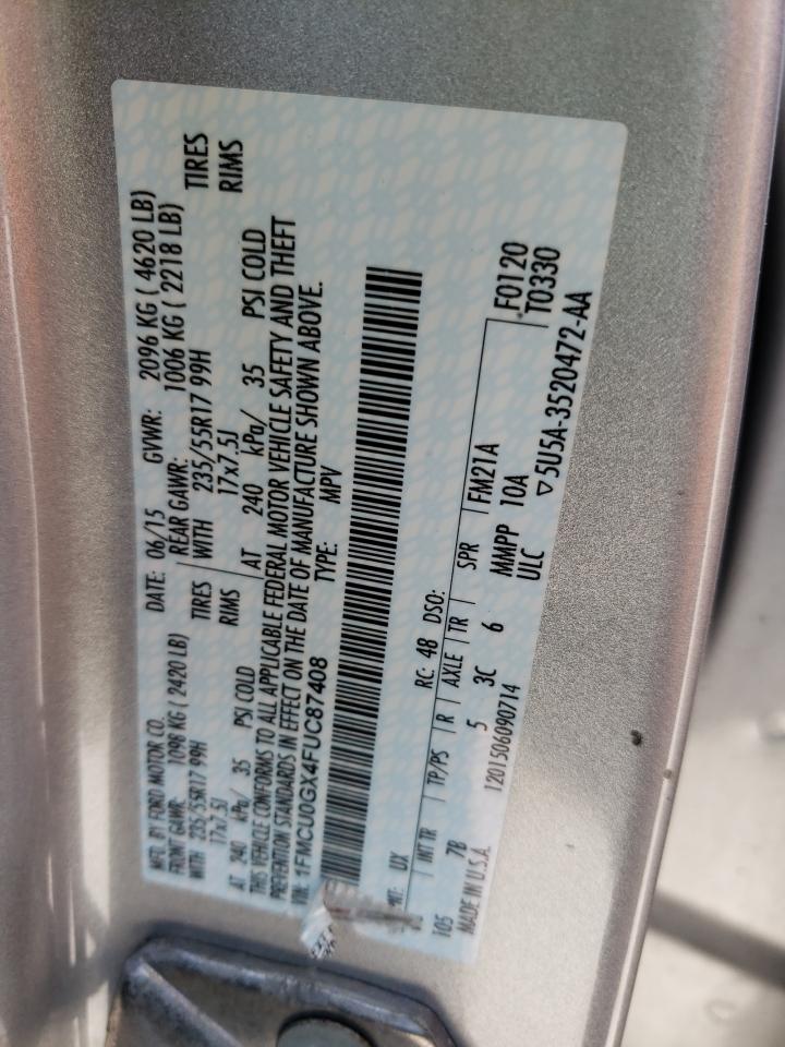 Photo 10 from auction – 2015 FORD ESCAPE SE with VIN 1FMCU0GX4FUC87408