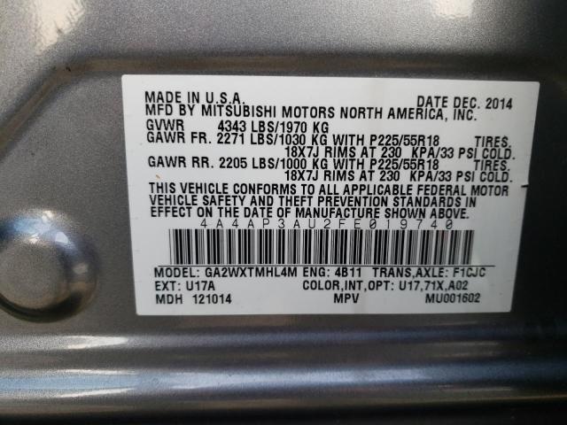 Photo 10 from auction – 2015 MITSUBISHI OUTLANDER with VIN 4A4AP3AU2FE019740