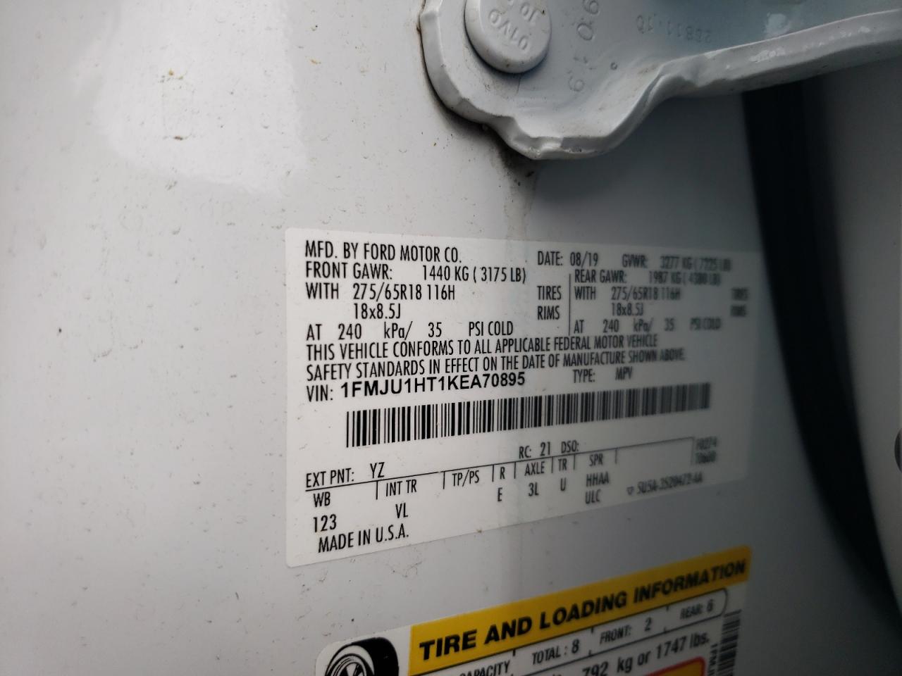 Photo 10 from auction – 2019 FORD EXPEDITION with VIN 1FMJU1HT1KEA70895