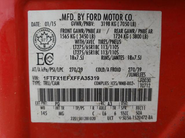 Photo 10 from auction – 2015 FORD F150 SUPER with VIN 1FTFX1EFXFFA35319