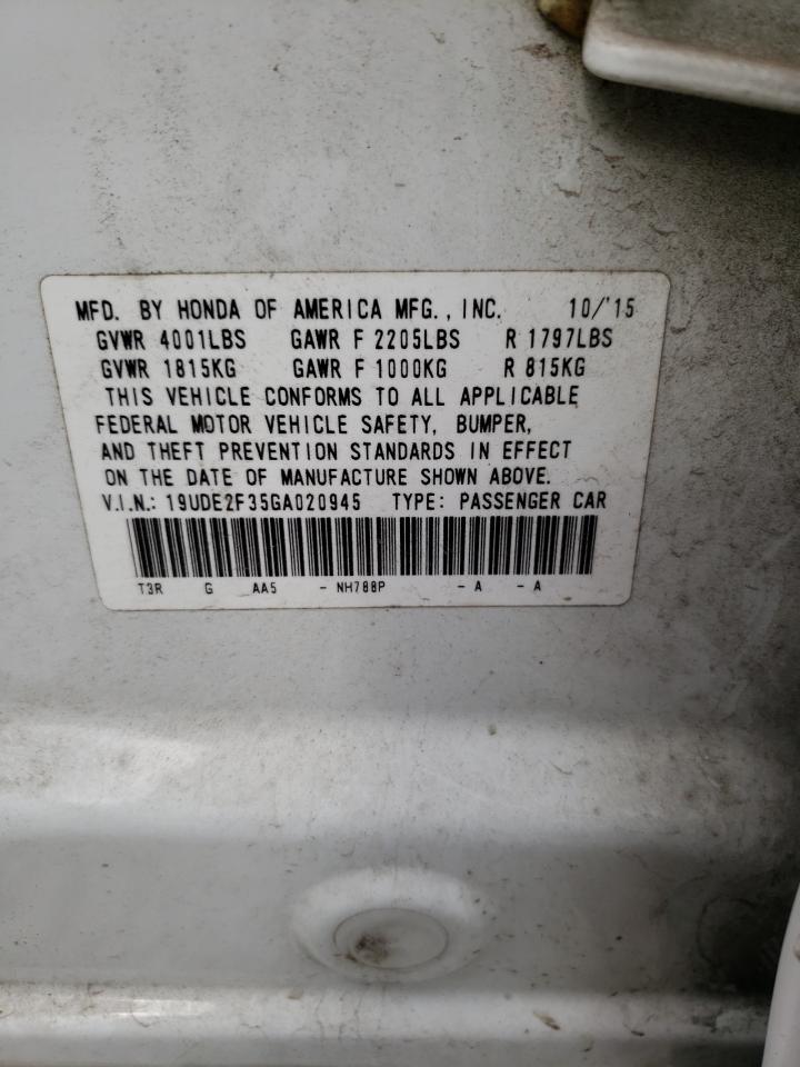 Photo 10 from auction – 2016 ACURA ILX BASE W with VIN 19UDE2F35GA020945