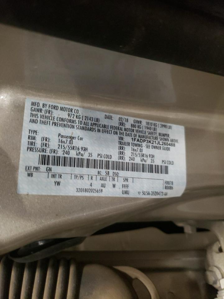 Photo 10 from auction – 2018 FORD FOCUS SE with VIN 1FADP3K21JL260488