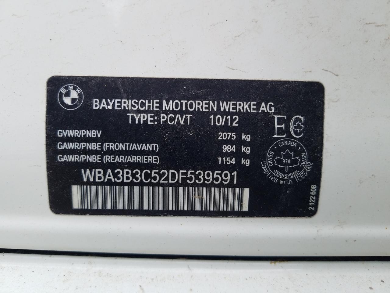 Photo 10 from auction – 2013 BMW 328 XI with VIN WBA3B3C52DF539591