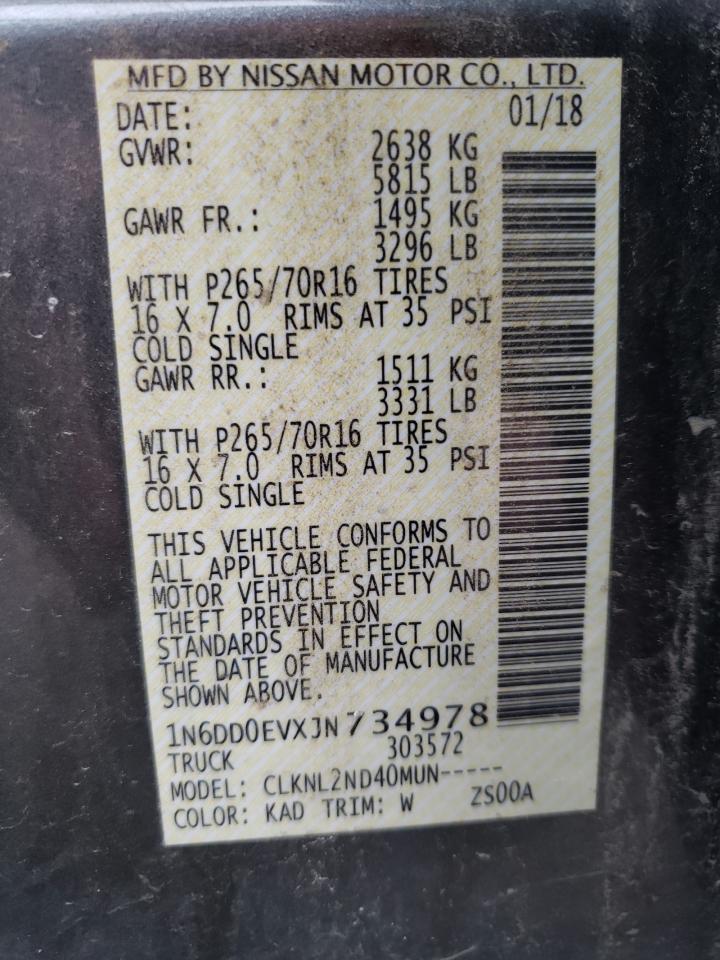 Photo 10 from auction – 2018 NISSAN FRONTIER S with VIN 1N6DD0EVXJN734978