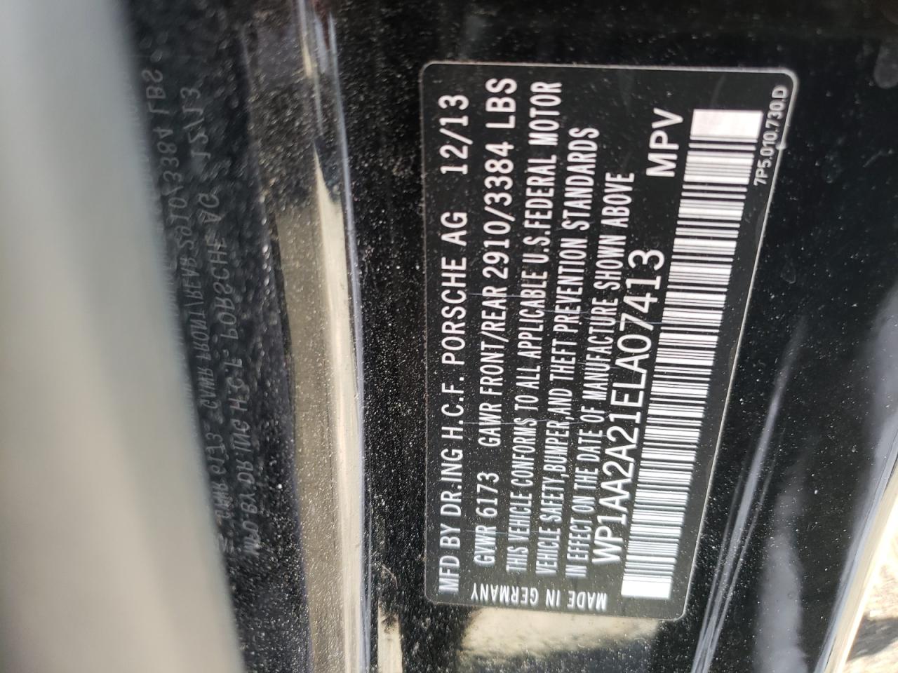 Photo 10 from auction – 2014 PORSCHE CAYENNE with VIN WP1AA2A21ELA07413