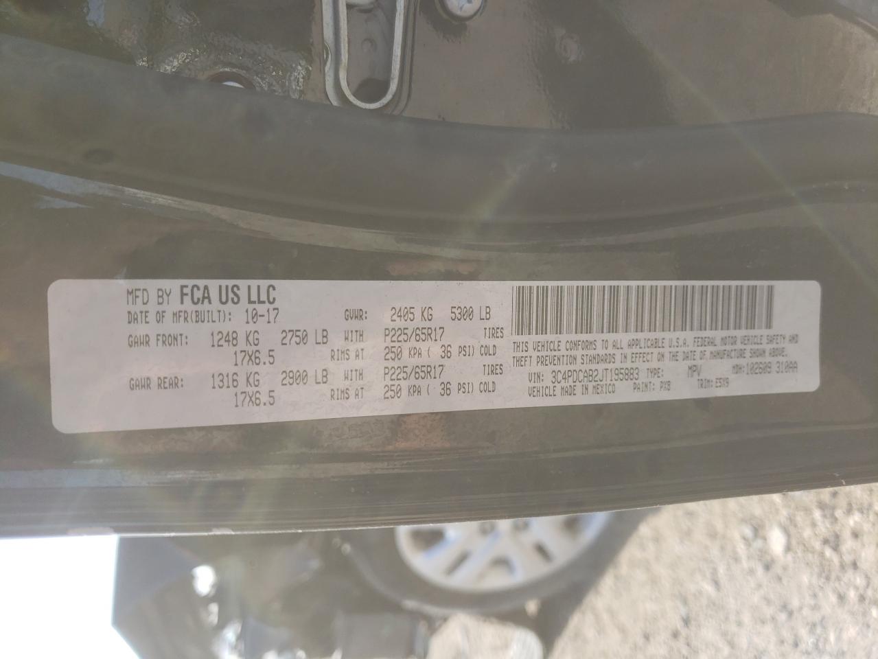 Photo 10 from auction – 2018 DODGE JOURNEY SE with VIN 3C4PDCAB2JT195883