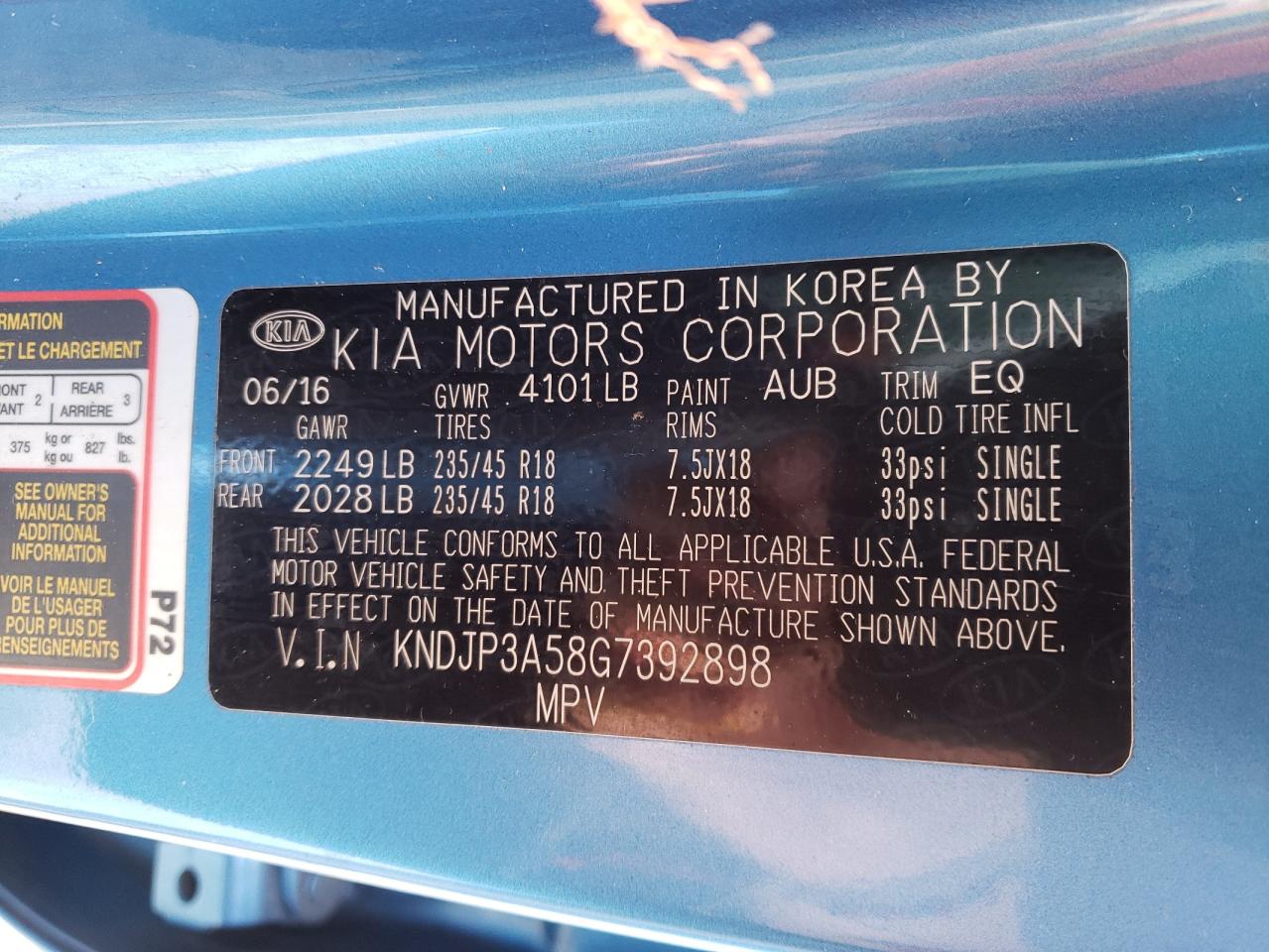 Photo 10 from auction – 2016 KIA SOUL + with VIN KNDJP3A58G7392898