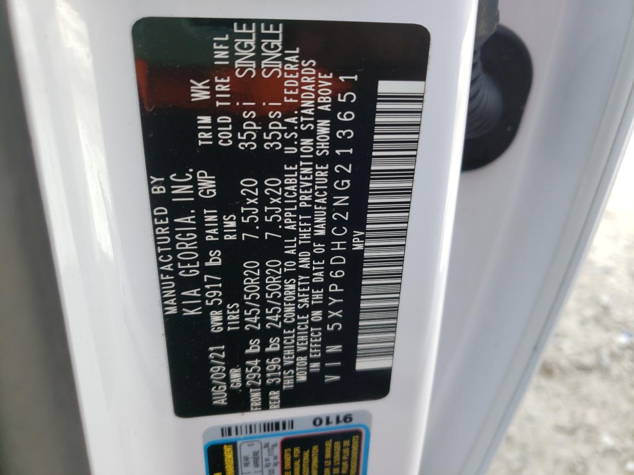 Photo 10 from auction – 2022 KIA TELLURIDE with VIN 5XYP6DHC2NG213651