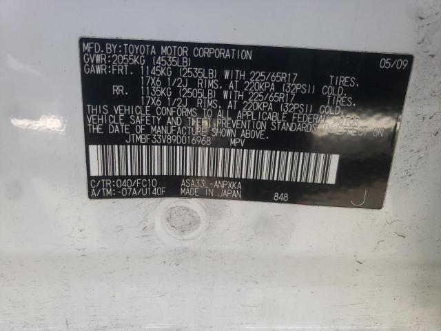 Photo 10 from auction – 2009 TOYOTA RAV4 with VIN JTMBF33V89D016968