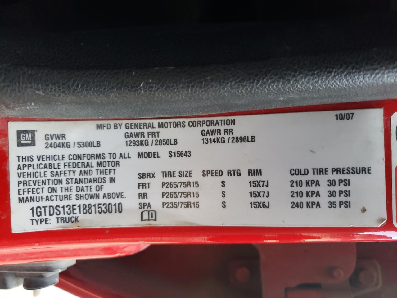 Photo 10 from auction – 2008 GMC CANYON with VIN 1GTDS13E188153010
