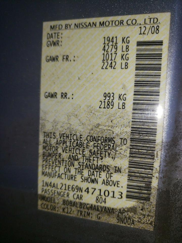 Photo 10 from auction – 2009 NISSAN ALTIMA with VIN 1N4AL21E69N471013