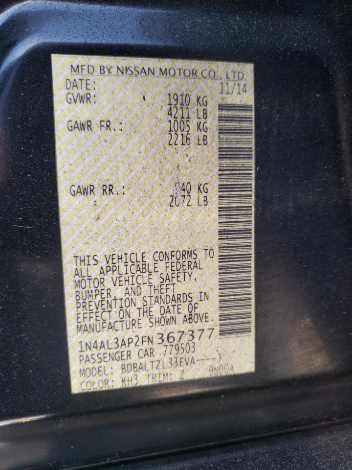 Photo 10 from auction – 2015 NISSAN ALTIMA 2.5 with VIN 1N4AL3AP2FN367377