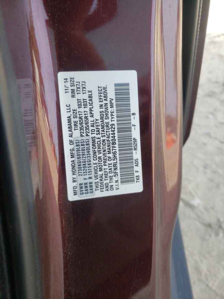 Photo 10 from auction – 2015 HONDA ODYSSEY EX with VIN 5FNRL5H67FB044429