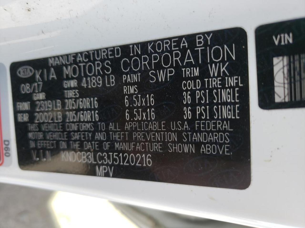 Photo 10 from auction – 2018 KIA NIRO FE with VIN KNDCB3LC3J5120216