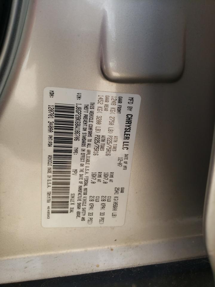 Photo 10 from auction – 2008 JEEP LIBERTY SP with VIN 1J8GP28K68W186706
