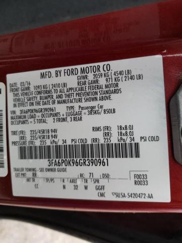 Photo 10 from auction – 2016 FORD FUSION TIT with VIN 3FA6P0K96GR390961