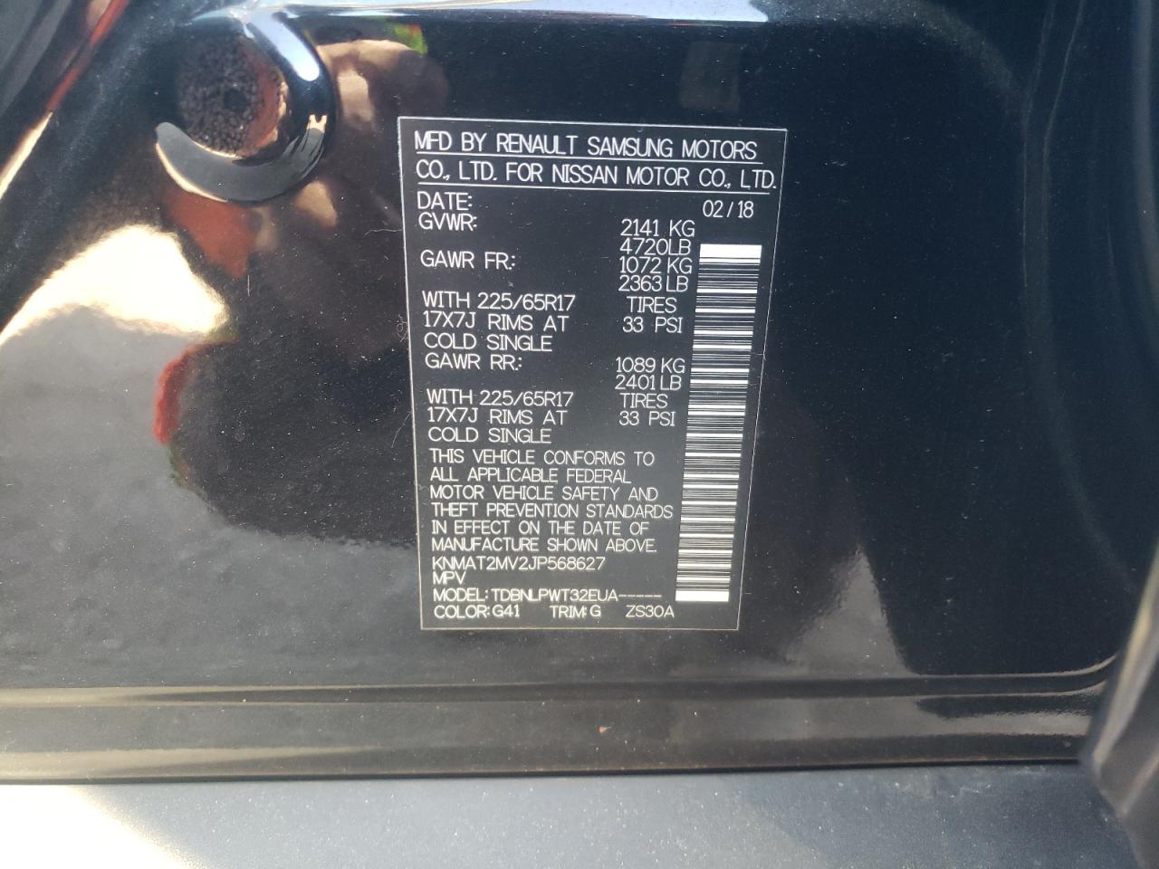 Photo 10 from auction – 2018 NISSAN ROGUE S with VIN KNMAT2MV2JP568627