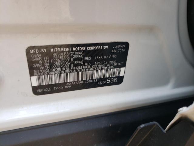 Photo 10 from auction – 2019 MITSUBISHI ECLIPSE CR with VIN JA4AT5AA8KZ000353