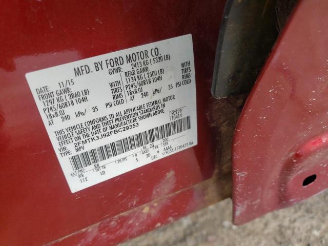 Photo 10 from auction – 2015 FORD EDGE SEL with VIN 2FMTK3J92FBC29353