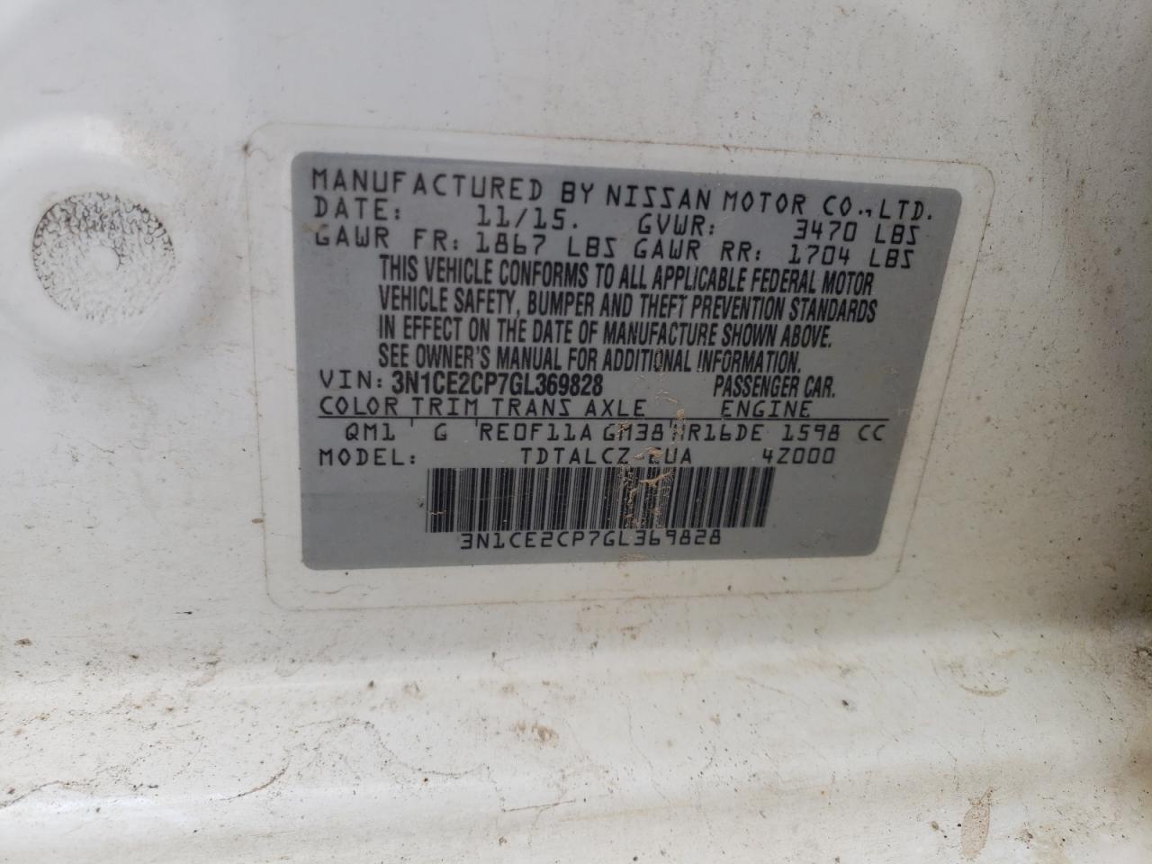 Photo 10 from auction – 2016 NISSAN VERSA NOTE with VIN 3N1CE2CP7GL369828