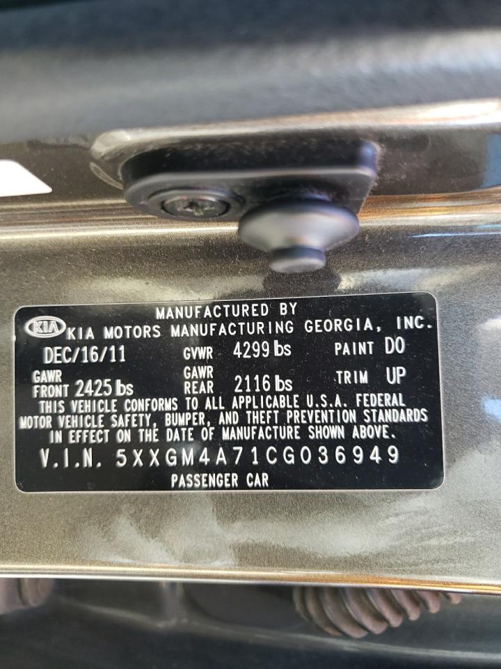 Photo 10 from auction – 2012 KIA OPTIMA LX with VIN 5XXGM4A71CG036949