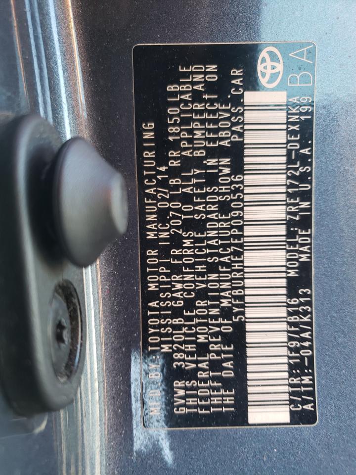 Photo 10 from auction – 2014 TOYOTA COROLLA L with VIN 5YFBURHE7EP090536