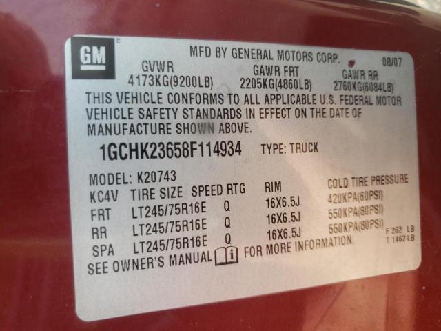 Photo 10 from auction – 2008 CHEVROLET SILVERADO with VIN 1GCHK23658F114934