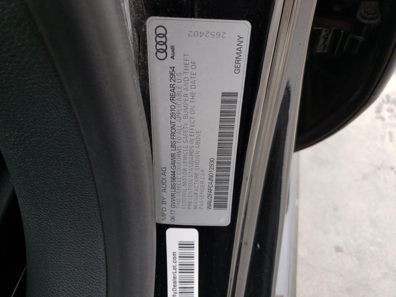 Photo 10 from auction – 2018 AUDI S7 PRESTIG with VIN WAU2FAFC4JN012930