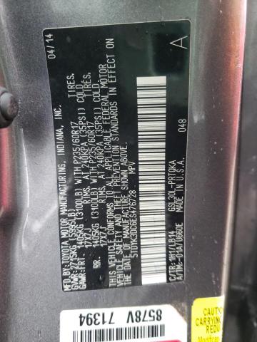 Photo 10 from auction – 2014 TOYOTA SIENNA XLE with VIN 5TDYK3DC6ES476728