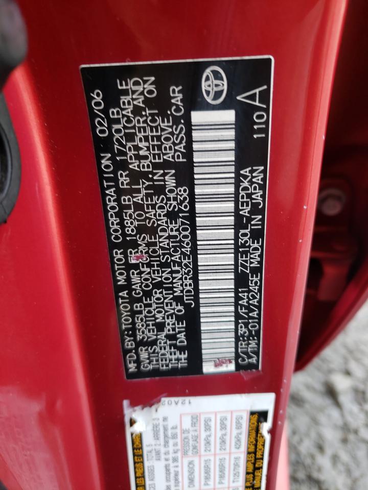 Photo 10 from auction – 2006 TOYOTA COROLLA CE with VIN JTDBR32E460071638