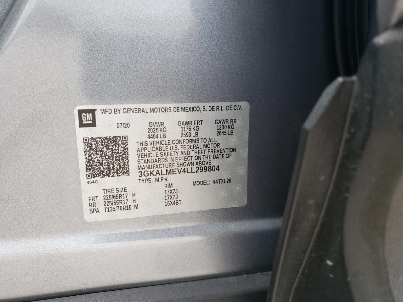 Photo 10 from auction – 2020 GMC TERRAIN SL with VIN 3GKALMEV4LL299804
