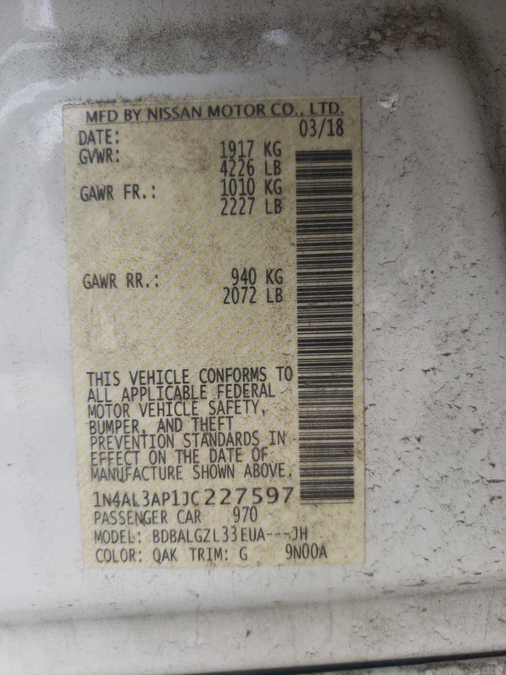 Photo 10 from auction – 2018 NISSAN ALTIMA 2.5 with VIN 1N4AL3AP1JC227597