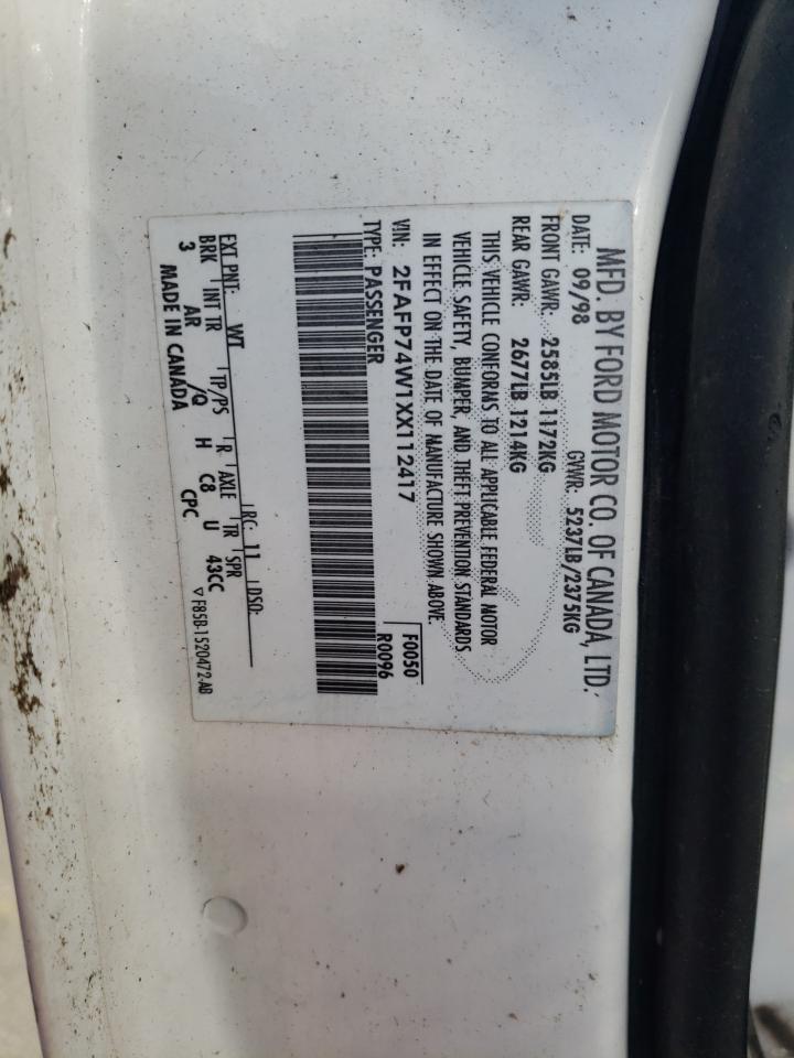 Photo 10 from auction – 1999 FORD CROWN VICT with VIN 2FAFP74W1XX112417