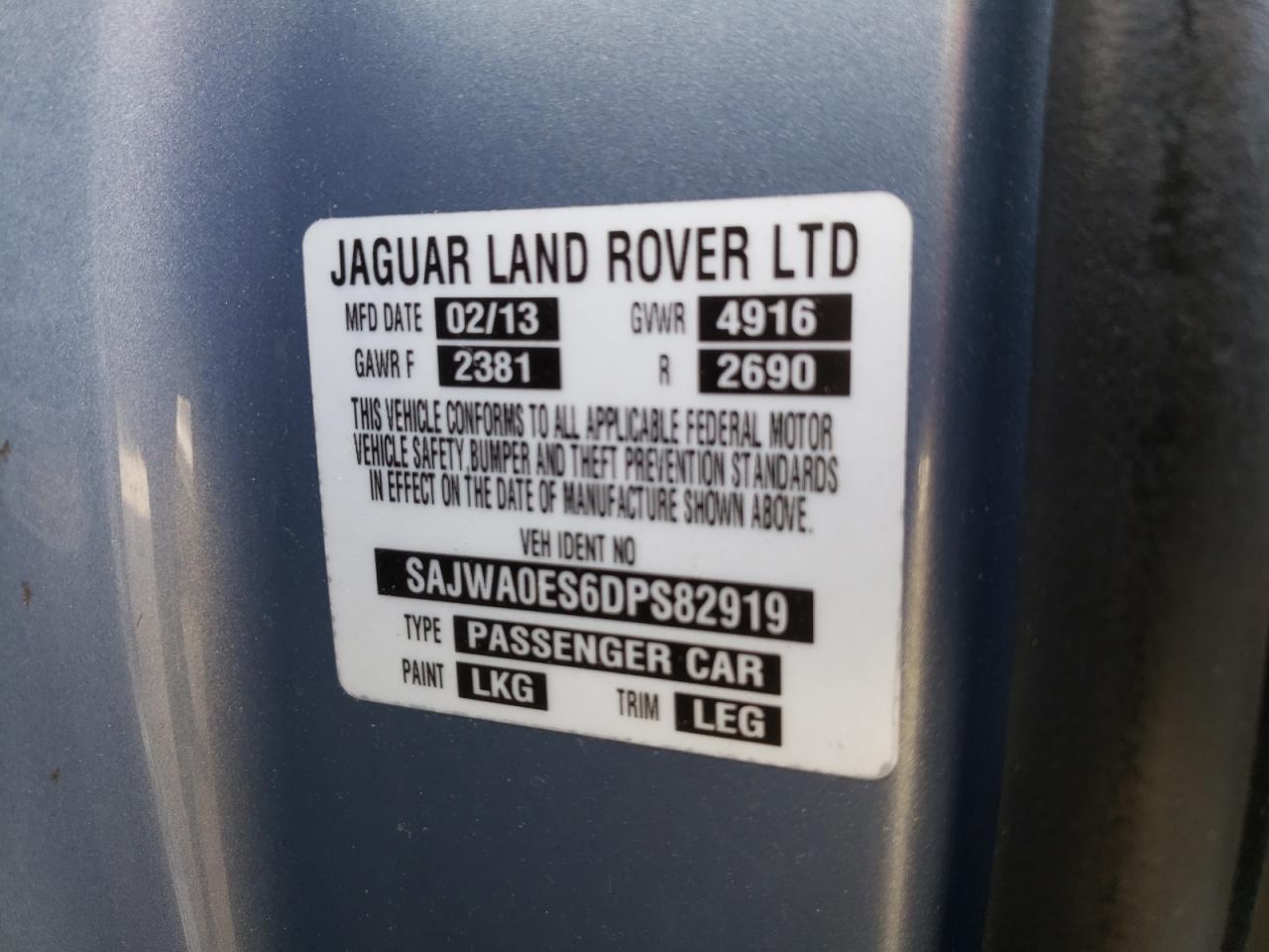 Photo 10 from auction – 2013 JAGUAR XF with VIN SAJWA0ES6DPS82919