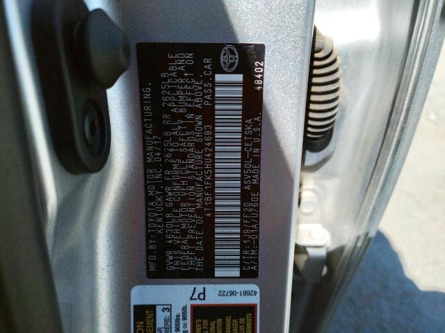 Photo 10 from auction – 2017 TOYOTA CAMRY LE with VIN 4T1BF1FK5HU424683