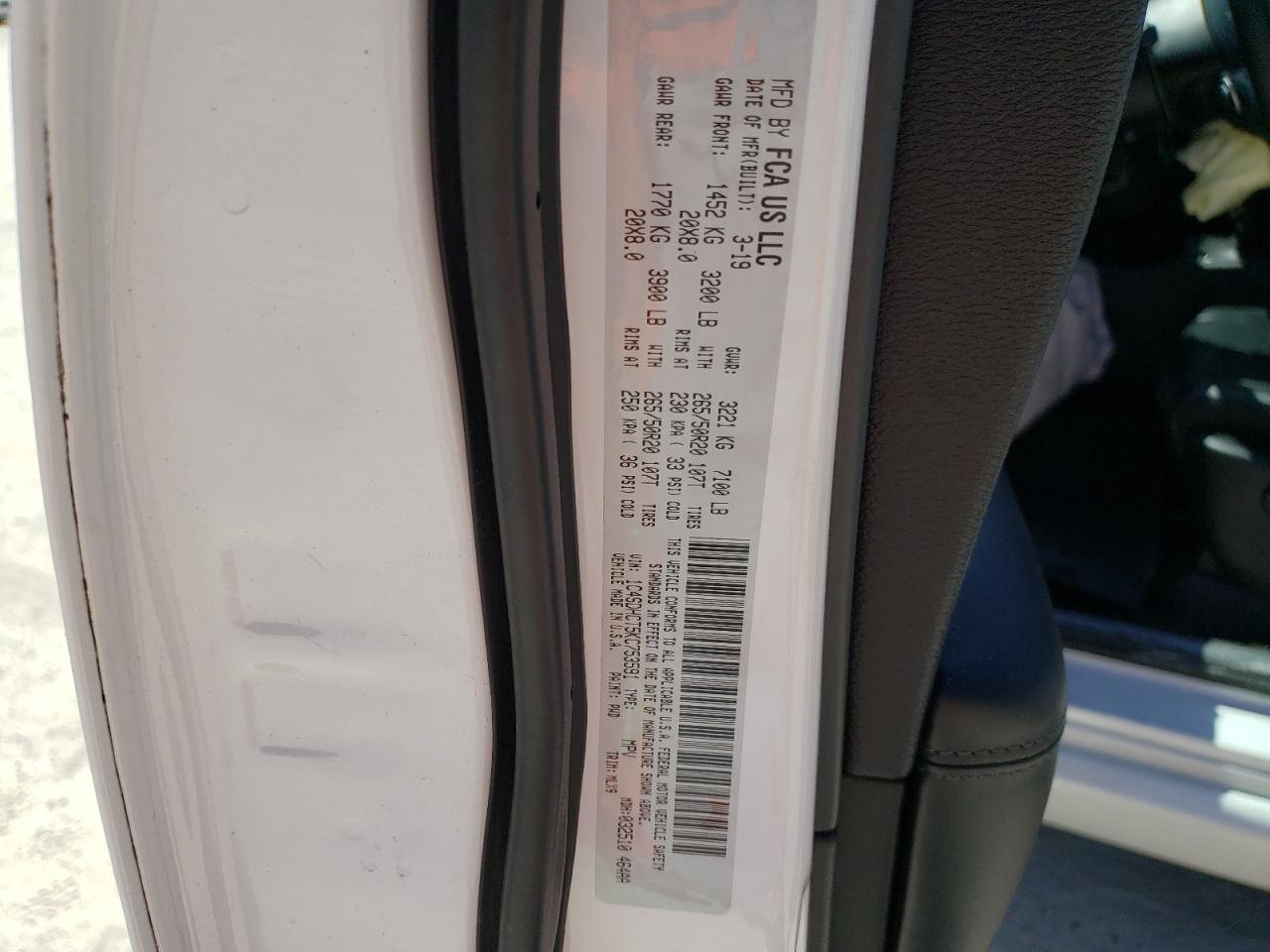 Photo 10 from auction – 2019 DODGE DURANGO R/ with VIN 1C4SDHCT5KC753591
