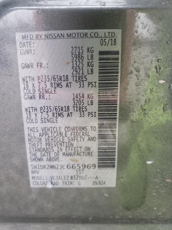Photo 10 from auction – 2018 NISSAN PATHFINDER with VIN 5N1DR2MN2JC665969