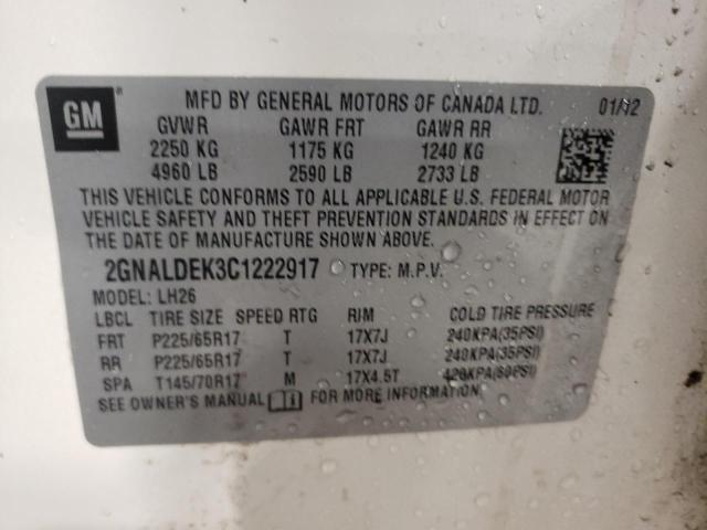 Photo 10 from auction – 2012 CHEVROLET EQUINOX LT with VIN 2GNALDEK3C1222917