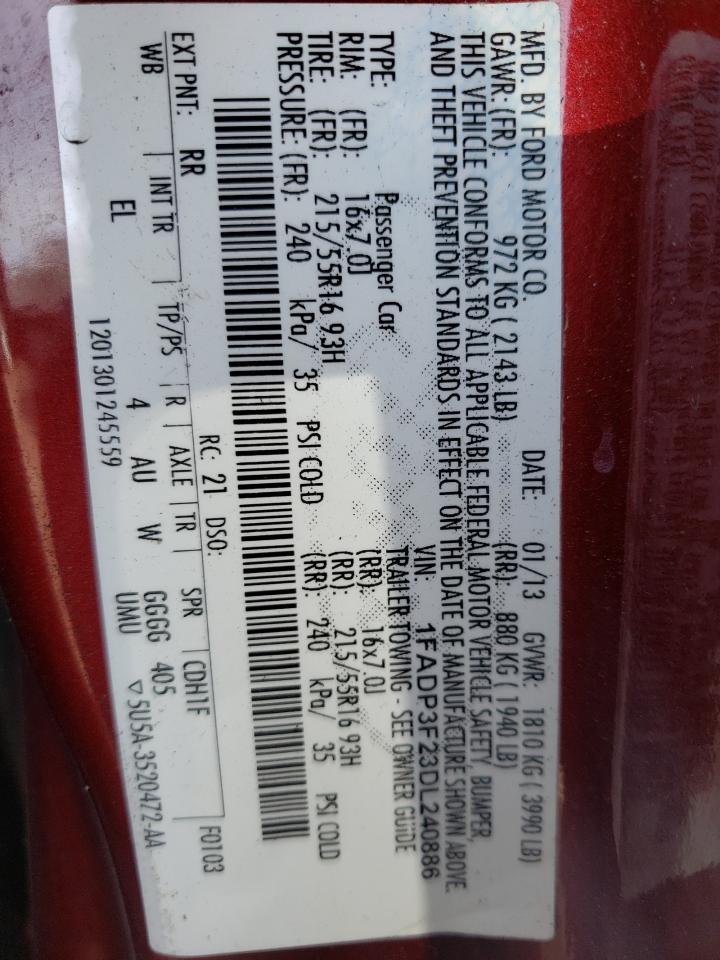 Photo 10 from auction – 2013 FORD FOCUS SE with VIN 1FADP3F23DL240886